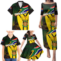 South Africa Coat Of Arms Family Matching Puletasi and Hawaiian Shirt Protea Unity Heritage