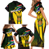 South Africa Coat Of Arms Family Matching Short Sleeve Bodycon Dress and Hawaiian Shirt Protea Unity Heritage