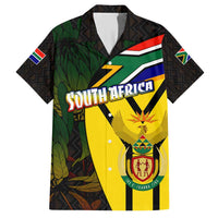 South Africa Coat Of Arms Family Matching Short Sleeve Bodycon Dress and Hawaiian Shirt Protea Unity Heritage