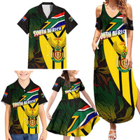 South Africa Coat Of Arms Family Matching Summer Maxi Dress and Hawaiian Shirt Protea Unity Heritage
