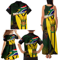 South Africa Coat Of Arms Family Matching Tank Maxi Dress and Hawaiian Shirt Protea Unity Heritage