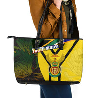 South Africa Coat Of Arms Leather Tote Bag Protea Unity Heritage