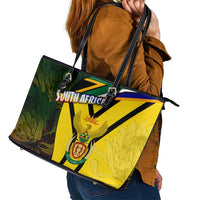 South Africa Coat Of Arms Leather Tote Bag Protea Unity Heritage