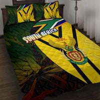 South Africa Coat Of Arms Quilt Bed Set Protea Unity Heritage