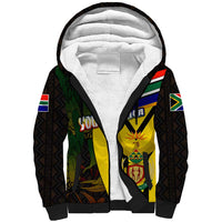 South Africa Coat Of Arms Sherpa Hoodie Protea Unity Heritage