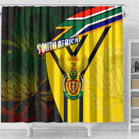 South Africa Coat Of Arms Shower Curtain Protea Unity Heritage