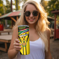 South Africa Coat Of Arms Skinny Tumbler Protea Unity Heritage