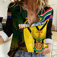 South Africa Coat Of Arms Women Casual Shirt Protea Unity Heritage