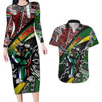 South Africa Never Give Up Couples Matching Long Sleeve Bodycon Dress and Hawaiian Shirt SA Fist of Freedom