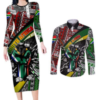 South Africa Never Give Up Couples Matching Long Sleeve Bodycon Dress and Long Sleeve Button Shirt SA Fist of Freedom