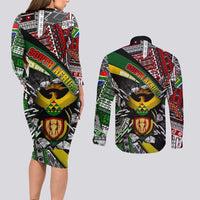 South Africa Never Give Up Couples Matching Long Sleeve Bodycon Dress and Long Sleeve Button Shirt SA Fist of Freedom
