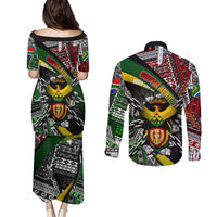 South Africa Never Give Up Couples Matching Puletasi and Long Sleeve Button Shirt SA Fist of Freedom