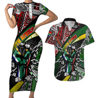 South Africa Never Give Up Couples Matching Short Sleeve Bodycon Dress and Hawaiian Shirt SA Fist of Freedom