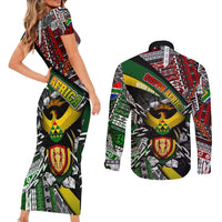 South Africa Never Give Up Couples Matching Short Sleeve Bodycon Dress and Long Sleeve Button Shirt SA Fist of Freedom