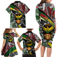 South Africa Never Give Up Family Matching Long Sleeve Bodycon Dress and Hawaiian Shirt SA Fist of Freedom