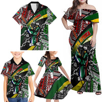 South Africa Never Give Up Family Matching Off Shoulder Maxi Dress and Hawaiian Shirt SA Fist of Freedom