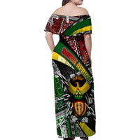 South Africa Never Give Up Family Matching Off Shoulder Maxi Dress and Hawaiian Shirt SA Fist of Freedom
