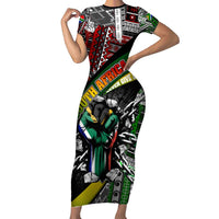 South Africa Never Give Up Family Matching Short Sleeve Bodycon Dress and Hawaiian Shirt SA Fist of Freedom