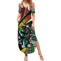 South Africa Never Give Up Family Matching Summer Maxi Dress and Hawaiian Shirt SA Fist of Freedom