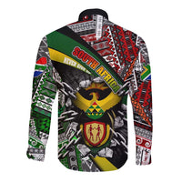 South Africa Never Give Up Long Sleeve Button Shirt SA Fist of Freedom