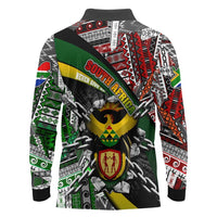 South Africa Never Give Up Long Sleeve Polo Shirt SA Fist of Freedom