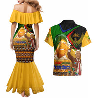 Nelson Mandela Happy Freedom Day Couples Matching Mermaid Dress and Hawaiian Shirt South Africa Heritage Victory Art