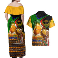 Nelson Mandela Happy Freedom Day Couples Matching Off Shoulder Maxi Dress and Hawaiian Shirt South Africa Heritage Victory Art