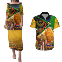Nelson Mandela Happy Freedom Day Couples Matching Puletasi and Hawaiian Shirt South Africa Heritage Victory Art