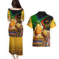 Nelson Mandela Happy Freedom Day Couples Matching Puletasi and Hawaiian Shirt South Africa Heritage Victory Art