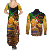 Nelson Mandela Happy Freedom Day Couples Matching Summer Maxi Dress and Long Sleeve Button Shirt South Africa Heritage Victory Art