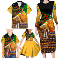 Nelson Mandela Happy Freedom Day Family Matching Long Sleeve Bodycon Dress and Hawaiian Shirt South Africa Heritage Victory Art