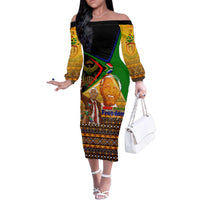 Nelson Mandela Happy Freedom Day Family Matching Off The Shoulder Long Sleeve Dress and Hawaiian Shirt South Africa Heritage Victory Art
