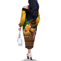 Nelson Mandela Happy Freedom Day Family Matching Off The Shoulder Long Sleeve Dress and Hawaiian Shirt South Africa Heritage Victory Art