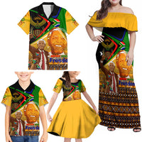 Nelson Mandela Happy Freedom Day Family Matching Off Shoulder Maxi Dress and Hawaiian Shirt South Africa Heritage Victory Art