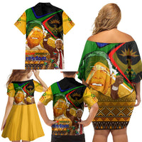 Nelson Mandela Happy Freedom Day Family Matching Off Shoulder Short Dress and Hawaiian Shirt South Africa Heritage Victory Art