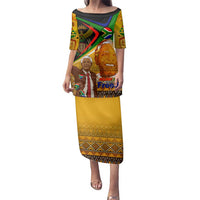 Nelson Mandela Happy Freedom Day Family Matching Puletasi and Hawaiian Shirt South Africa Heritage Victory Art