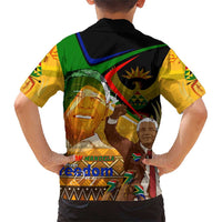 Nelson Mandela Happy Freedom Day Family Matching Short Sleeve Bodycon Dress and Hawaiian Shirt South Africa Heritage Victory Art