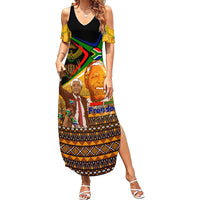 Nelson Mandela Happy Freedom Day Family Matching Summer Maxi Dress and Hawaiian Shirt South Africa Heritage Victory Art