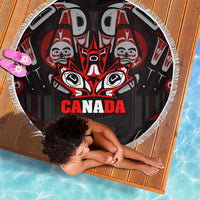 Haida Canada Day Beach Blanket Totem Inspired Maple Leaf Indigenous Art