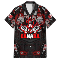 Haida Canada Day Family Matching Off The Shoulder Long Sleeve Dress and Hawaiian Shirt Totem Inspired Maple Leaf Indigenous Art