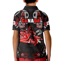 Haida Canada Day Kid Polo Shirt Totem Inspired Maple Leaf Indigenous Art