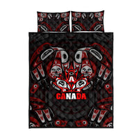 Haida Canada Day Quilt Bed Set Totem Inspired Maple Leaf Indigenous Art