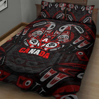 Haida Canada Day Quilt Bed Set Totem Inspired Maple Leaf Indigenous Art