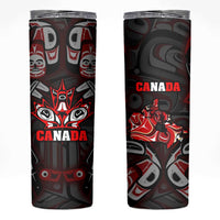 Haida Canada Day Skinny Tumbler Totem Inspired Maple Leaf Indigenous Art