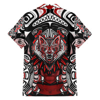 Haida Wolf Family Matching Off The Shoulder Long Sleeve Dress and Hawaiian Shirt Canada Indigenous Art