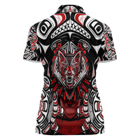 Haida Wolf Women Polo Shirt Canada Indigenous Art
