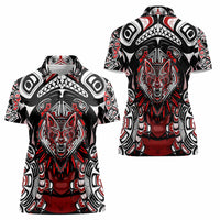Haida Wolf Women Polo Shirt Canada Indigenous Art