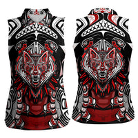 Haida Wolf Women Sleeveless Polo Shirt Canada Indigenous Art