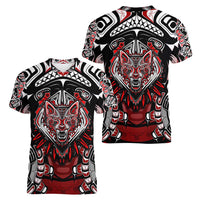 Haida Wolf Women V-Neck T-Shirt Canada Indigenous Art