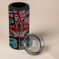Canada Coat of Arms Haida 4 in 1 Can Cooler Tumbler Maple Leaf Flag Indigenous Art
